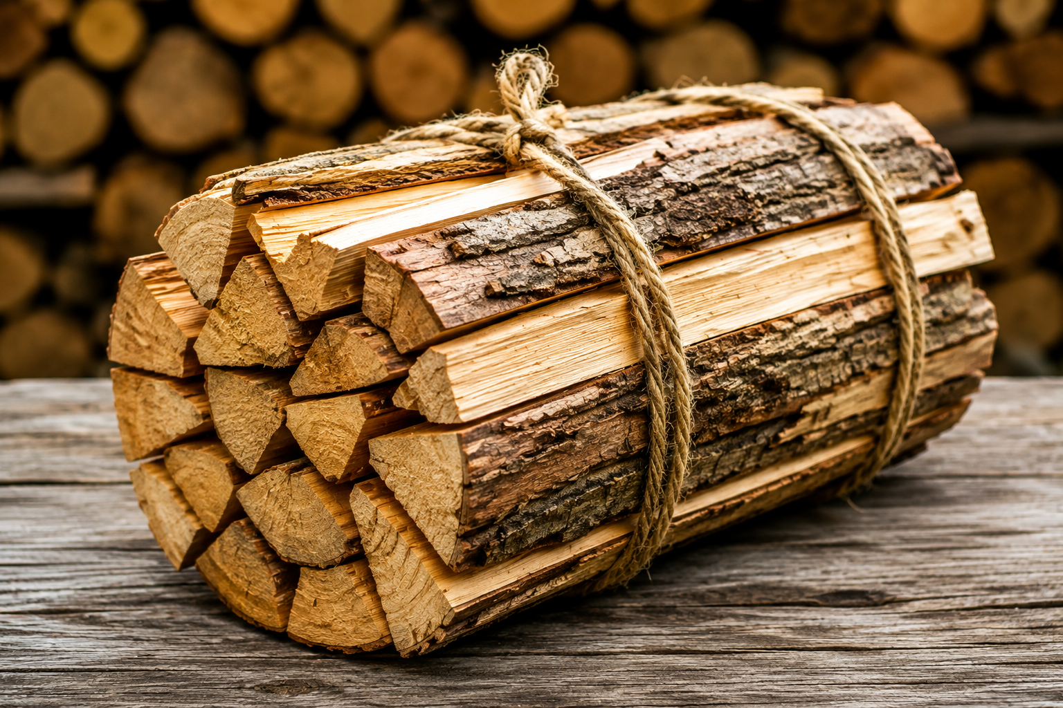 Firewood stacked for delivery